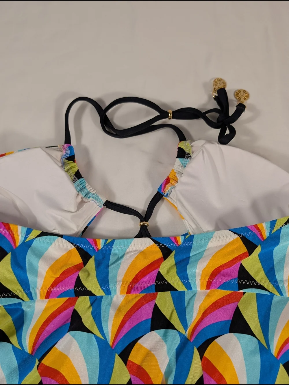 New Sunshine 79 Hang Loose Bandeau Tankini Halter Swim Top Keyhole Front Size 4
